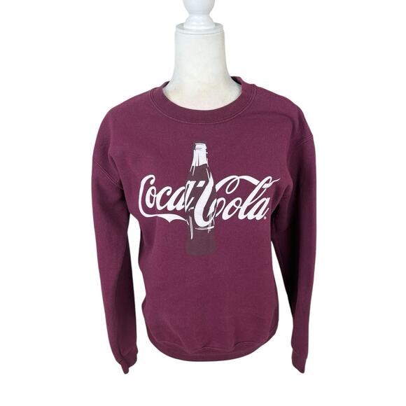 Coca Cola Sweatshirt Womens Size S Burgundy Retro Vintage Classic Y2K Crew - Picture 6 of 12